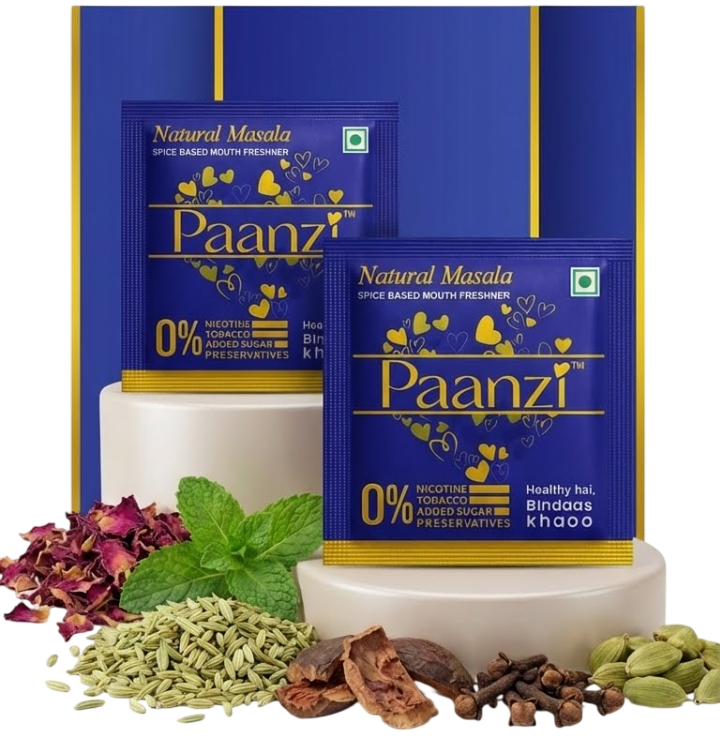 Close-up of Paanzi products and natural ingredients.